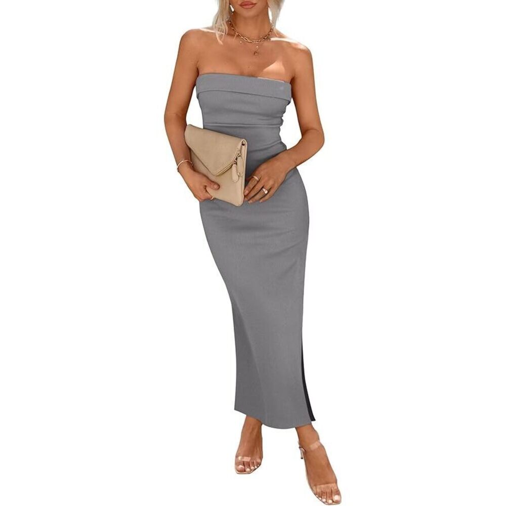 Grey Bodycon Maxi Tube Elegant Dress